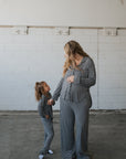 Girl's Bamboo Button Up Lounge Set | Black Gingham forever french baby