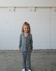 Girl's Bamboo Button Up Lounge Set | Black Gingham forever french baby