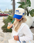 Booked and Busy - Royal Blue Vintage Trucker Hat KenzKustomz