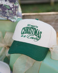 All I want for Christmas is a Cowboy - Green Vintage Trucker Hat KenzKustomz