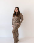 Women's Long Sleeve Bamboo Pajama | Brown & Black Lightning Bolt