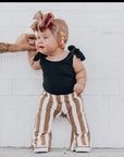 Tan Striped Boho Bell Bottoms