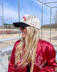 BASEBALL - Red on Black Stripe Vintage Hat
