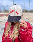 BASEBALL - Red on Black Stripe Vintage Hat