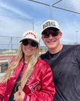 BASEBALL - Red on Black Stripe Vintage Hat