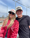 BASEBALL - Red on Black Stripe Vintage Hat