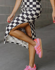 Checkered High Waist Midi Skirt - Black - Final Sale