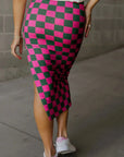 Checkered High Waist Midi Skirt - Pink Final Sale Saved by Grace Co.