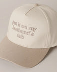 Put it on my Husband's Tab Embroidered Canvas Hat
