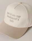 Put it on my Husband's Tab Embroidered Canvas Hat Saved by Grace Co.