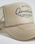 God Bless America - Land of the Free Trucker Hat Saved by Grace Co.