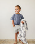 Grey Checkered Plush Blanket