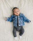 Charcoal Organic Snap Long Sleeve Ribbed Bodysuit