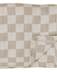 Taupe Checkered Muslin Quilt Mebie Baby