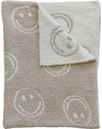 Smiley Taupe Plush Blanket Mebie Baby