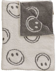 Charcoal Smiley Taupe Plush Blanket Mebie Baby