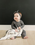 Charcoal Smiley Taupe Plush Blanket Mebie Baby