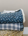 Navy Berry + Cream Berry Lace Twin Muslin Quilt