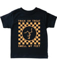 Trick or Treat, Smell My Feet Checkered Kids Tee Saved by Grace Co.