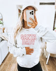 Santa Baby Varsity Maternity Sweatshirt Saved by Grace Co.
