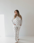 Women's Long Sleeve Bamboo Pajama | White & Black Lightning Bolt