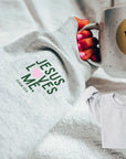 "Jesus Loves Me" Ribbon Sleeve/Pocket Style Pullover Saved by Grace Co.