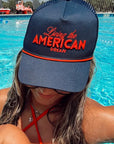 Living the American Dream - Red and Navy Vintage Trucker Hat KenzKustomz