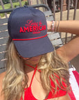 Living the American Dream - Red and Navy Vintage Trucker Hat KenzKustomz
