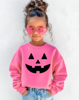 🎀 Pink Jack-o’-Lantern Girls Sweatshirt – Cute Halloween Pullover