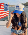 Booked and Busy - Royal Blue Vintage Trucker Hat KenzKustomz