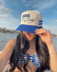 Booked and Busy - Royal Blue Vintage Trucker Hat KenzKustomz
