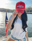 Living the American Dream - Red and Navy Vintage Trucker Hat KenzKustomz