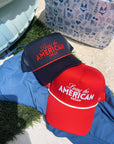 Living the American Dream - Red and Navy Vintage Trucker Hat