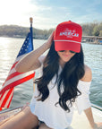 Living the American Dream - Red and Navy Vintage Trucker Hat KenzKustomz