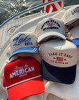 Living the American Dream - Red and Navy Vintage Trucker Hat KenzKustomz
