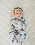 Patchwork Print Muslin Swaddle Blanket Mebie Baby