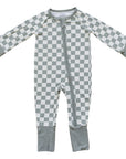 Light Green Checkered Bamboo Zipper