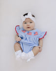 Flag Gingham Smocked Bubble Romper