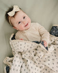 Navy Berry + Cream Berry Lace Muslin Quilt Mebie Baby