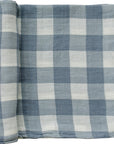 Dusty Blue Gingham Muslin Swaddle Blanket