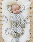 Light Green Checkered Bamboo Zipper