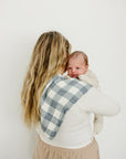 Dusty Blue Gingham Muslin Burp Cloth