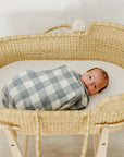 Dusty Blue Gingham Muslin Swaddle Blanket