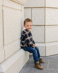 Plaid Hooded Button Up Shirt