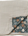 Taupe Stripe + Midnight Floral Muslin Quilt Mebie Baby