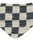 Charcoal Checkered Muslin Bib