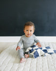 Navy Checkered Plush Blanket Mebie Baby