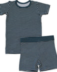 Navy Stripes Ribbed Bamboo Cozy Short Set