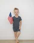 Navy Stripes Ribbed Bamboo Cozy Short Set