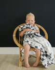 Charcoal Checkered + Summit Muslin Quilt